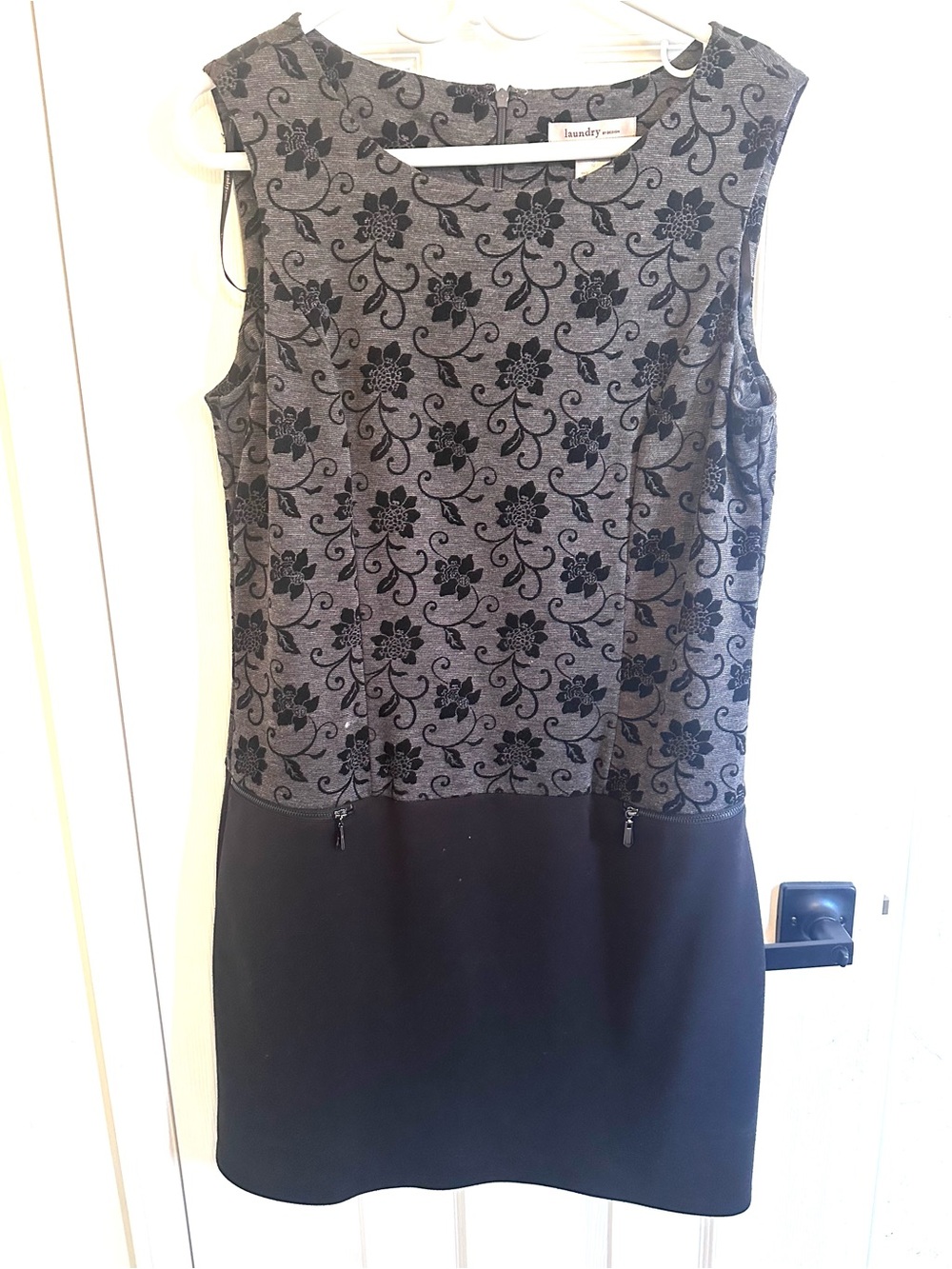 Laundry by Design Gray & Black Floral Sheath Midi Dress